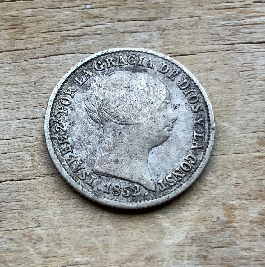 1852 1 Real Spain .812 silver coin C347